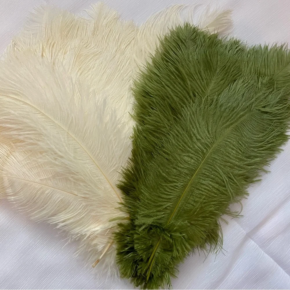 10 pieces | Sage Green & Ivory Feathers Wedding Party for Centerpieces ~ New